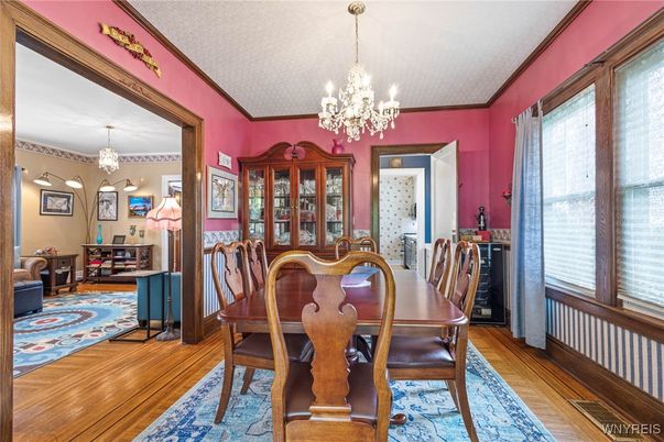 Chandelier, Dining room, Interior, Wood Texture Flooring
