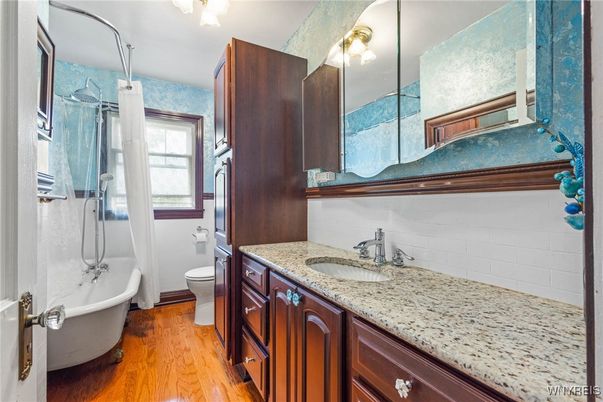 Bathroom, Dual Sink Vanities, Free Standing Baths, Interior, Wood Texture Flooring
