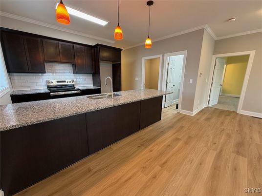 Interior, Kitchen, Pendant Lights, Wood Texture Flooring