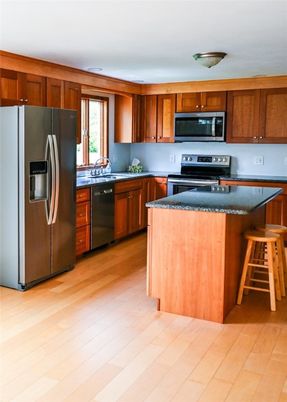 Interior, Kitchen, Stainless Steel Appliances, Wood Texture Flooring