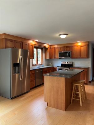 Interior, Kitchen, Stainless Steel Appliances, Wood Texture Flooring