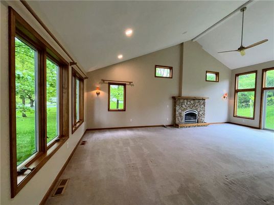 Empty room, Fireplace, Interior, Recessed Lighting