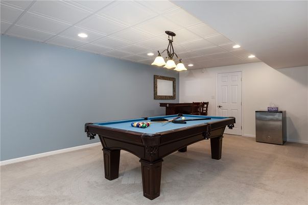 Billiard Table, Game Room, Interior, Pendant Lights, Recessed Lighting