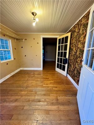 Empty room, Interior, Stone Walls, Wood Texture Flooring