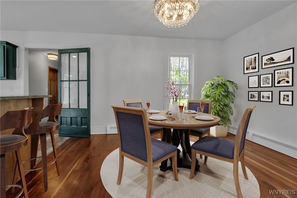 Chandelier, Dining room, Interior, Wood Texture Flooring