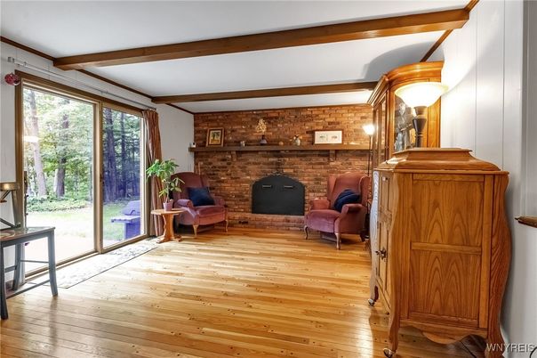 Interior, Stone Walls, Wooden Beams, Wood Texture Flooring