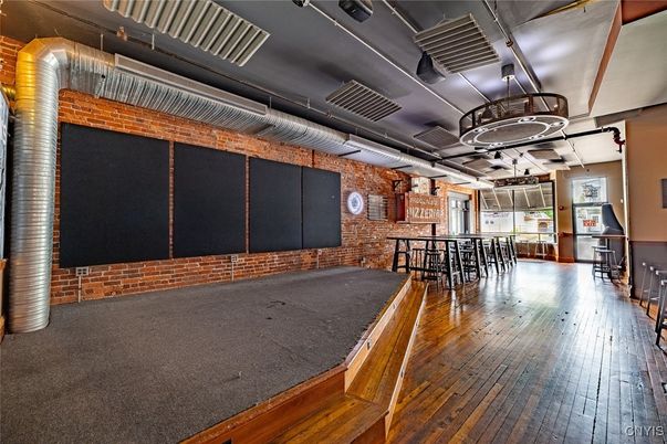 Interior, Pendant Lights, Stone Walls, Wood Texture Flooring
