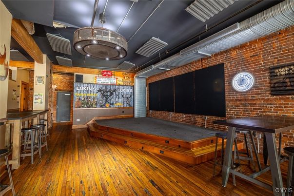 Interior, Pendant Lights, Stone Walls, Wood Texture Flooring