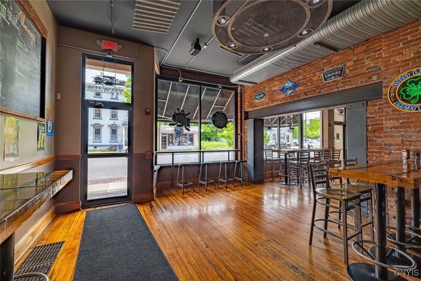 Dining room, Interior, Stone Walls, Wood Texture Flooring