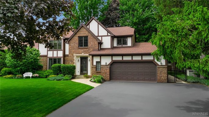 Attached, Exterior, Facade, Brick Facade, Tudor Revival