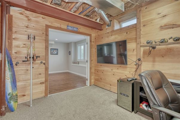 Interior, Recessed Lighting, Wood Texture Flooring, Wooden Walls