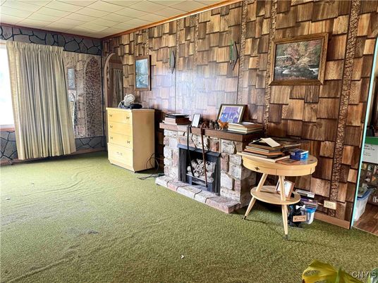 Fireplace, Interior, Stone Walls
