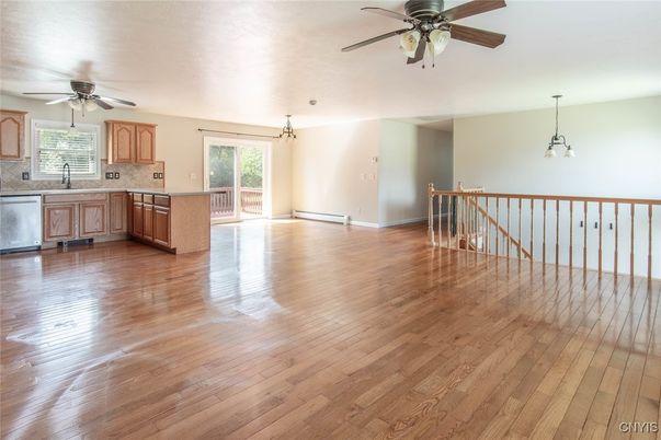 Interior, Kitchen, Pendant Lights, Wood Texture Flooring