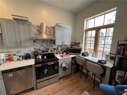 Interior, Kitchen, Stainless Steel Appliances, Wood Texture Flooring