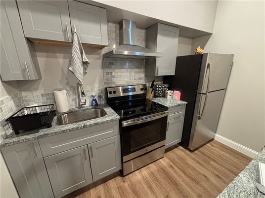 Interior, Kitchen, Stainless Steel Appliances, Wood Texture Flooring