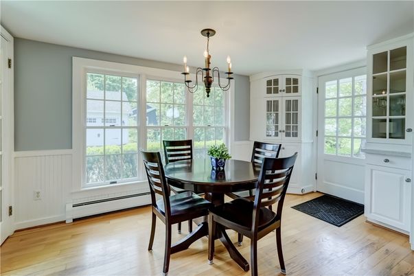Chandelier, Dining room, Interior, Wood Texture Flooring