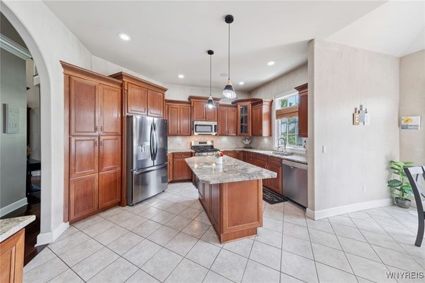 Interior, Kitchen, Pendant Lights, Recessed Lighting, Stainless Steel Appliances