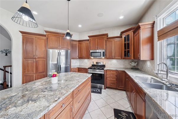 Interior, Kitchen, Pendant Lights, Recessed Lighting, Stainless Steel Appliances