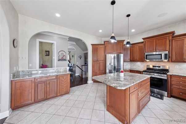 Interior, Kitchen, Pendant Lights, Recessed Lighting, Stainless Steel Appliances
