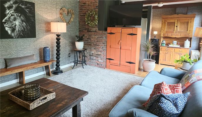 Interior, Kitchen, Living room, Stone Walls