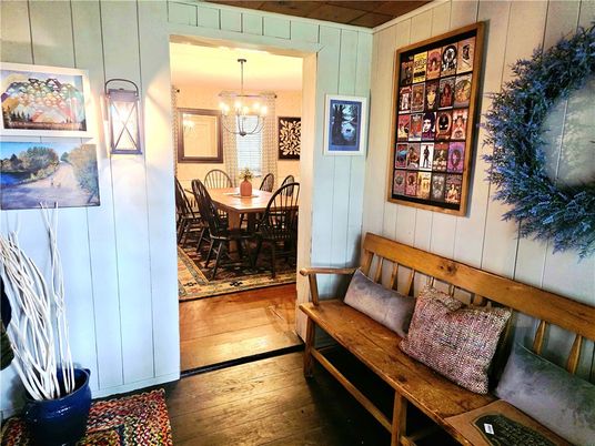 Chandelier, Dining room, Interior, Wood Texture Flooring
