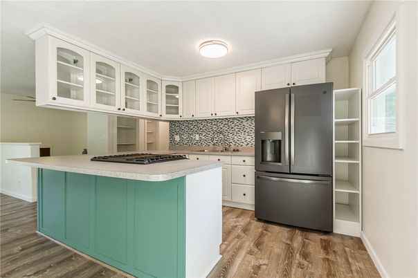 Interior, Kitchen, Stainless Steel Appliances, Wood Texture Flooring