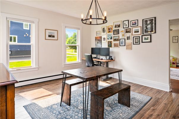 Chandelier, Dining room, Interior, Wood Texture Flooring