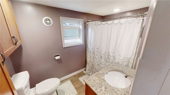Bathroom, Interior, Recessed Lighting, Wood Texture Flooring