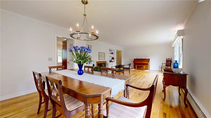 Chandelier, Dining room, Fireplace, Interior, Wood Texture Flooring