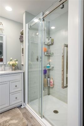 Bathroom, Glass Shower, Interior, Recessed Lighting
