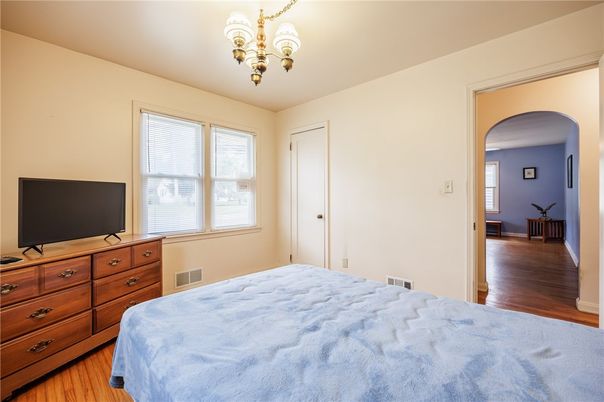 Bedroom, Chandelier, Interior, Wood Texture Flooring