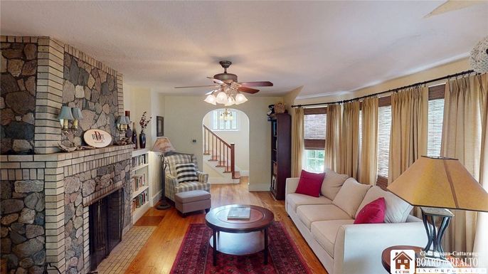 Fireplace, Interior, Living room, Stone Walls, Wood Texture Flooring