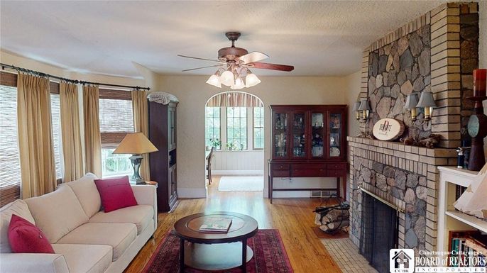 Fireplace, Interior, Living room, Stone Walls, Wood Texture Flooring