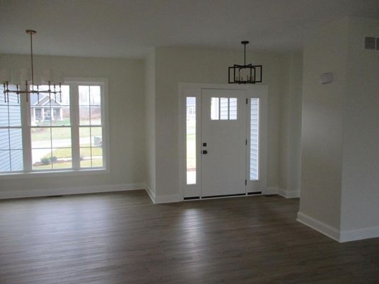 Chandelier, Empty room, Interior, Pendant Lights, Wood Texture Flooring