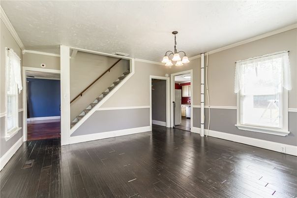 Chandelier, Empty room, Interior, Pendant Lights, Wood Texture Flooring