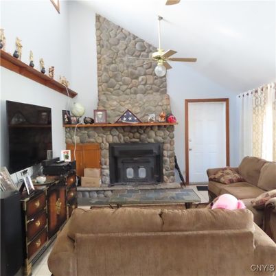 Fireplace, Interior, Living room, Stone Walls