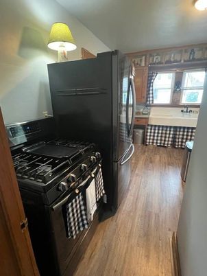 Interior, Kitchen, Stainless Steel Appliances, Wood Texture Flooring