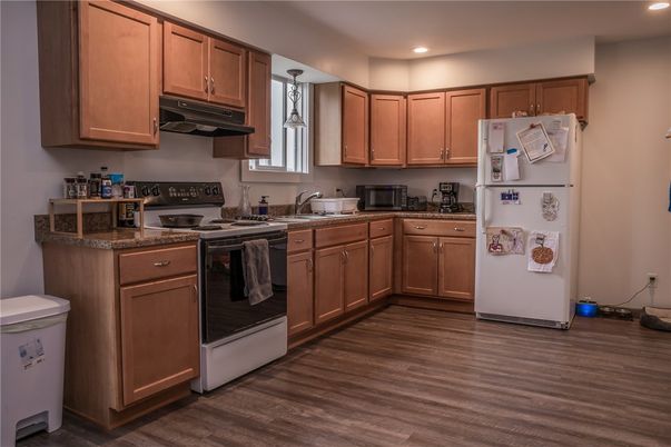Interior, Kitchen, Recessed Lighting, Wood Texture Flooring