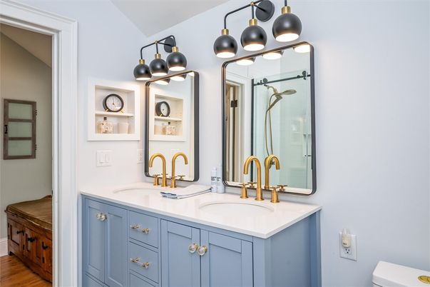 Bathroom, Dual Sink Vanities, Interior, Wood Texture Flooring