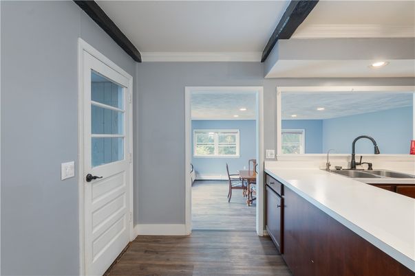 Interior, Kitchen, Recessed Lighting, Wood Texture Flooring