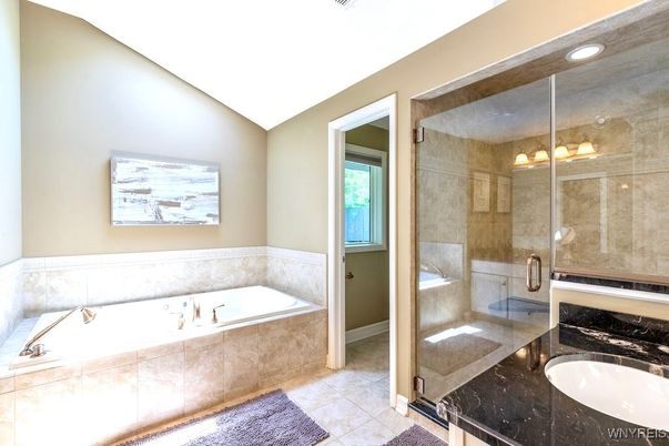 Bathroom, Dual Sink Vanities, Glass Shower, Interior, Recessed Lighting