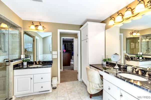Bathroom, Dual Sink Vanities, Glass Shower, Interior