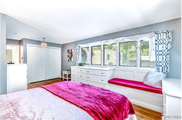 Bedroom, Chandelier, Interior, Wood Texture Flooring
