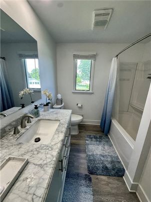 Bathroom, Dual Sink Vanities, Interior, Wood Texture Flooring