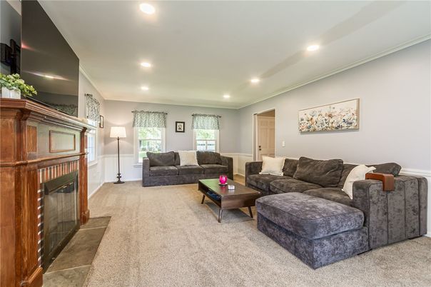 Fireplace, Interior, Living room, Recessed Lighting