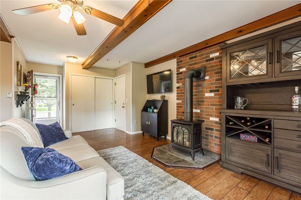 Fireplace, Interior, Living room, Stone Walls, Wooden Beams, Wood Texture Flooring