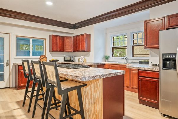 Interior, Kitchen, Recessed Lighting, Wood Texture Flooring