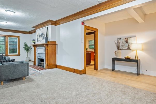 Fireplace, Interior, Wood Texture Flooring