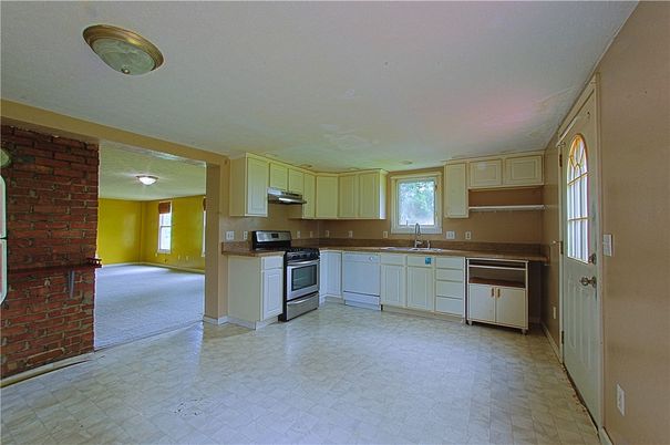 Interior, Kitchen, Stainless Steel Appliances, Stone Walls