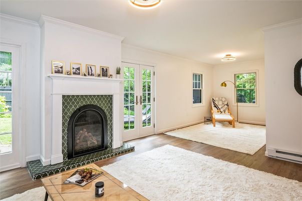 Fireplace, Interior, Wood Texture Flooring